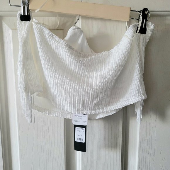 Fashion Nova Always Wining Fringe Pant Set - Size: 1X, Color: Ivory - Picture 8 of 12